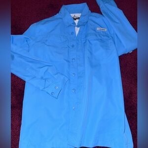 Youth large L blue long sleeve habit fishing shirt like new